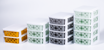 Cassetto per stoccaggio di plastica per desktop per ufficio 4 strati