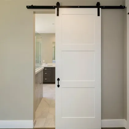 White MDF Sliding Barn Doors for Contemporary Wardrobe Closets