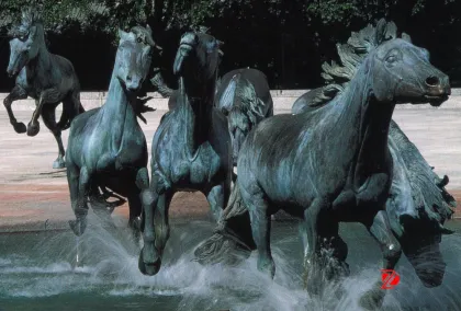 bronze galloping horse group statue for lake decoration