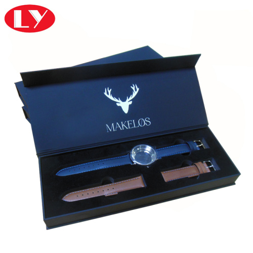 Magnet Close Luxury Black Watch Box with Logo