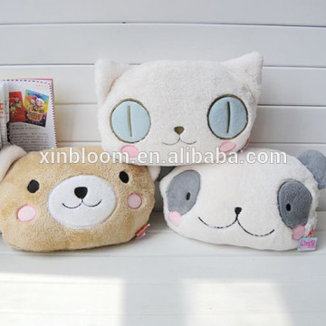 hot-selling light pink big eye panda style coral fleece cusion blanket 2 in 1 roll-matt, baby's folding plush blanket