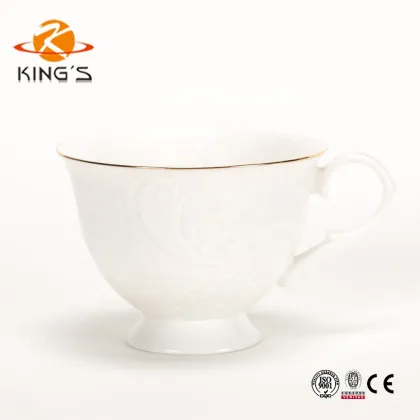 White Porcelain Tea Cup with Embossment