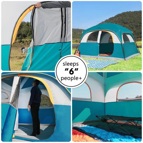 6 Person Waterproof Windproof Easy Setup Cabin Tent