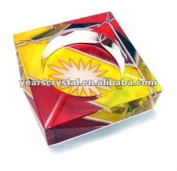 round crystal ashtray smoking with engraved logo color (R-1001
