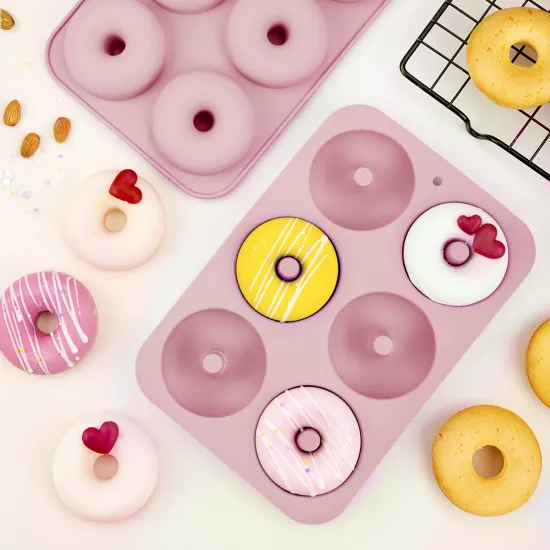 Non-Stick Donut Pan: BPA-Free Silicone Mold for 6 Full-Size Donuts, Muffins, Cakes, Biscuits, and Bagels