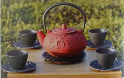 Enamel Cast Iron Teapot Set