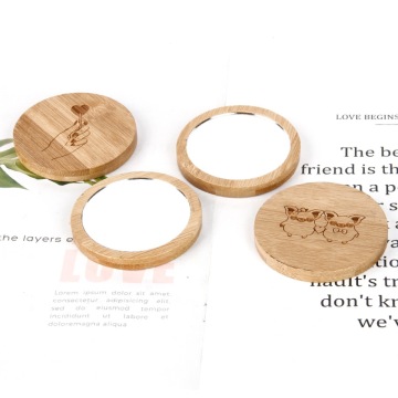 Eco-Friendly Bamboo Compact Mirror with Custom Logo