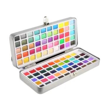 90 100colors Gouache Paint Set with Brush and Metal Box for Beginner Artists and Students
