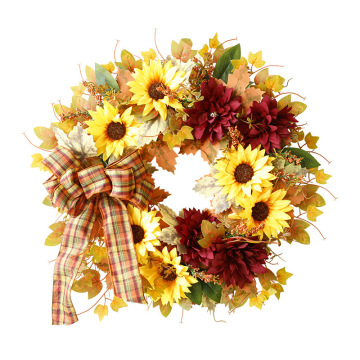 20 Inch Fall Door Wreath - Autumn Maple Leaf Pumpkin Pinecone Harvest Decor for Thanksgiving & Halloween