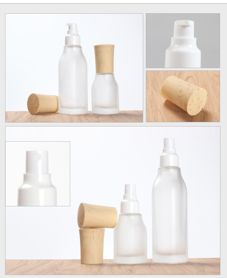 Spot cosmetics glass bottle lotion spray bottle color spray bottle inside the cork bottle wood process can be printed (5)