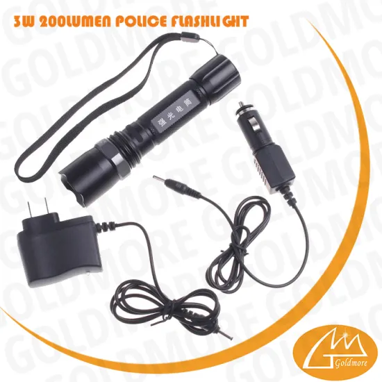 3W 200Lumen Rechargeable Aluminium Ultra Bright LED Torch Light Zoomable1101 Police Flashlight