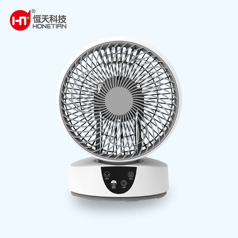 HONETIAN LED display 3 speeds 4 modes 9 timer remote control 8 inches AC air circulator indoor plastics white colour table fan