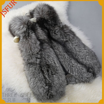 Luxury hot sale lady long real fox fur vest women