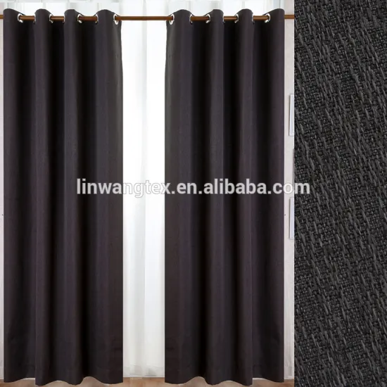 100% blackout polyester black curtains fabric