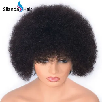 #1B Curly Brazilian Remy Human Hair Lace Front Wigs 8 Inch
