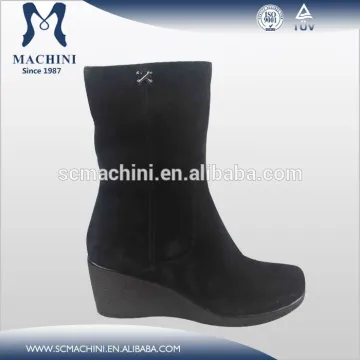 Half wedge black suede snow women boots wedges