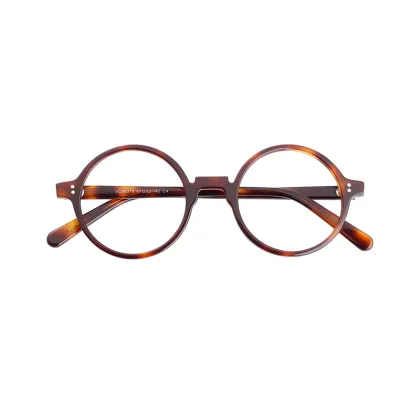 Men Women Black Round Acetate Frame Optical Eyeglasses Glasses