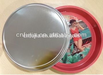 custom made coulourful printing round metal tray