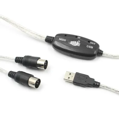 USB IN-OUT MIDI Adapter Cable PC to Music Electronic Keyboard Converter Cord