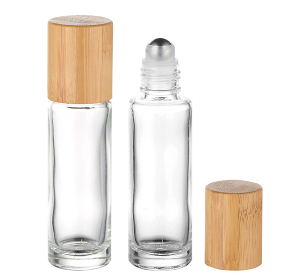 Glass Roll on Bottle with Bamboo Lid