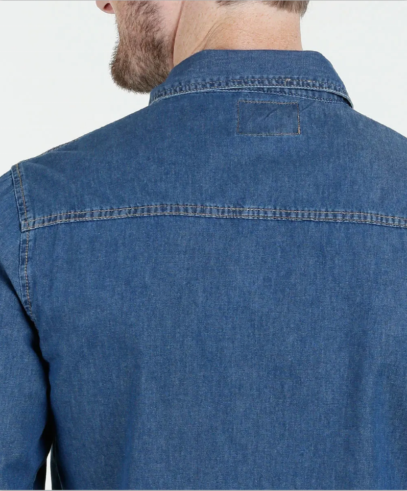 Camicia causale in denim a maniche lunghe da uomo su misura