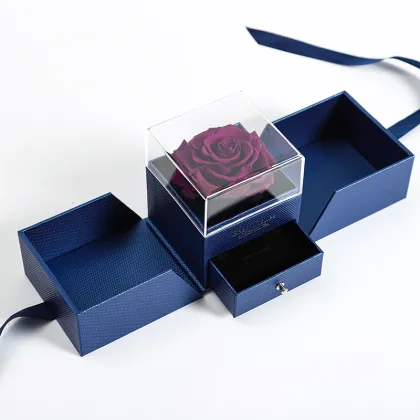 Wholesale Acrylic Square Flower Jewelry Gift Box with Forever Roses