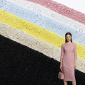 Tejido Jacquard arrugado de poliéster colorido de moda para vestido