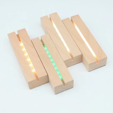DIY 7 Color LED OVAL WOODEN Night Light Base avec porte-lampe 3D pour les lumières de base en acrylique ou en bois