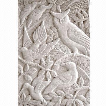 H30'' Birds and Owl on the Branch Granite Stone Relief