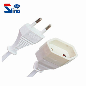 Euro 2 Pin Plug CEE7/16 Male to Female Coupling Power Extension Cord with EU VDE Approval