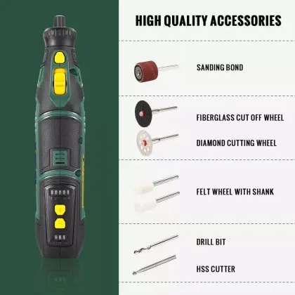 8V Portable Mini Grinders: 5 Speeds, Cordless Rotary Tool with Comprehensive Accessory Kit