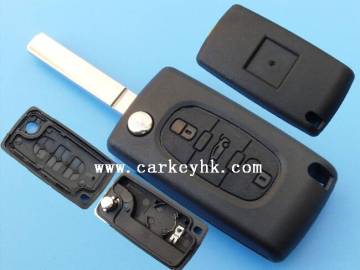HOT Sale Peugeot 307 3 buttons remote key shell trunk button with battery clamp without groove blade