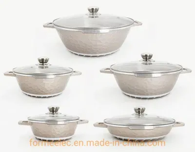 10 PCS Cookware Set Aluminum Casserole Ceramic Coating Stewpot Granite Set Casserole