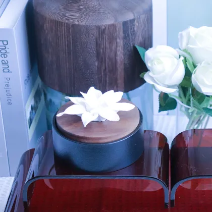 Ceramic Jar with Wood Lid and Natural Sweet Wood Design