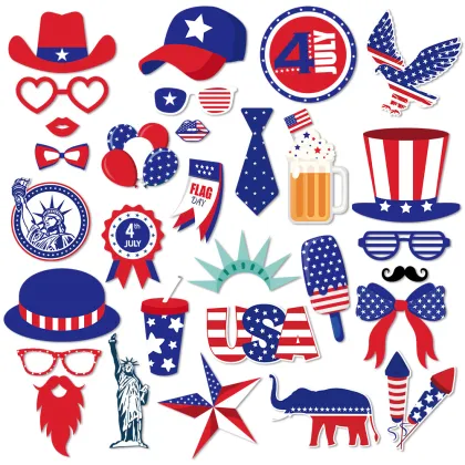 Fourth of July Spooky Photo Prop Masks - Independence Day Party Supplies