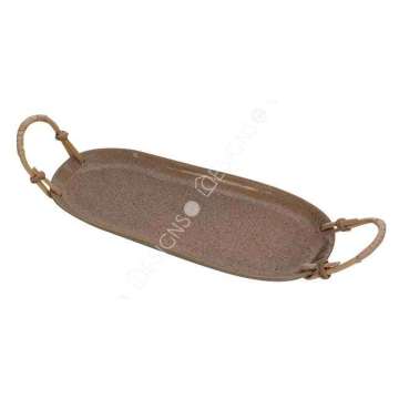 Porcelain Serving Tray Porcelain Oval Tray with Handles for Living Room/Kitchen Factory