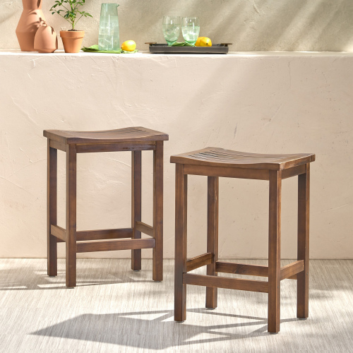 Outdoor Acacia Wood Counter Height Barstool 3