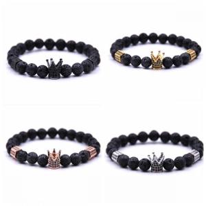 Lava stone Crown Bracelet for women Girl