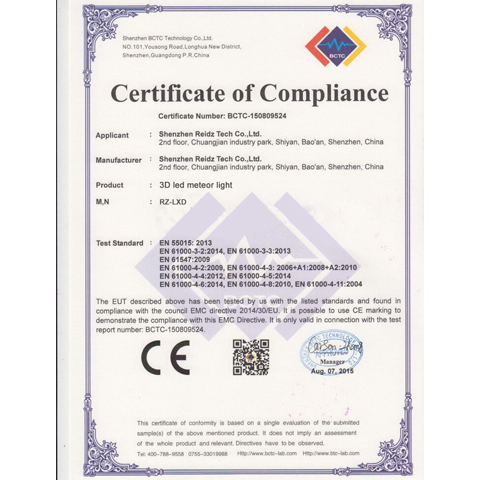 3D led meteor ce certificated