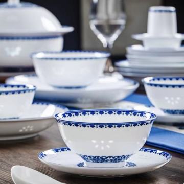 Blue-White Chinese-Inspired Dinnerware Collection Featuring Vintage Designs