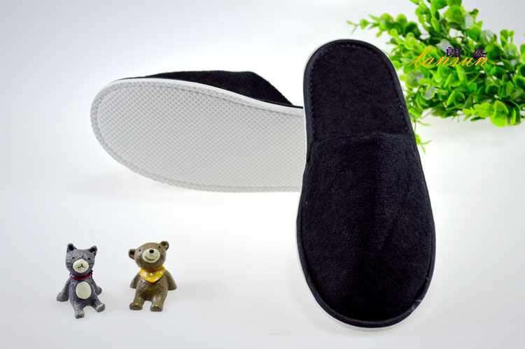 Black Terry Slipper Cheap Hotel Spa Slipper