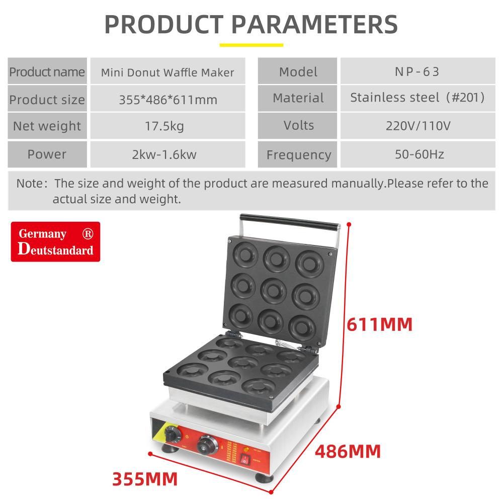 Austauschbarer temperierter Donut Baker Waffle Mchine