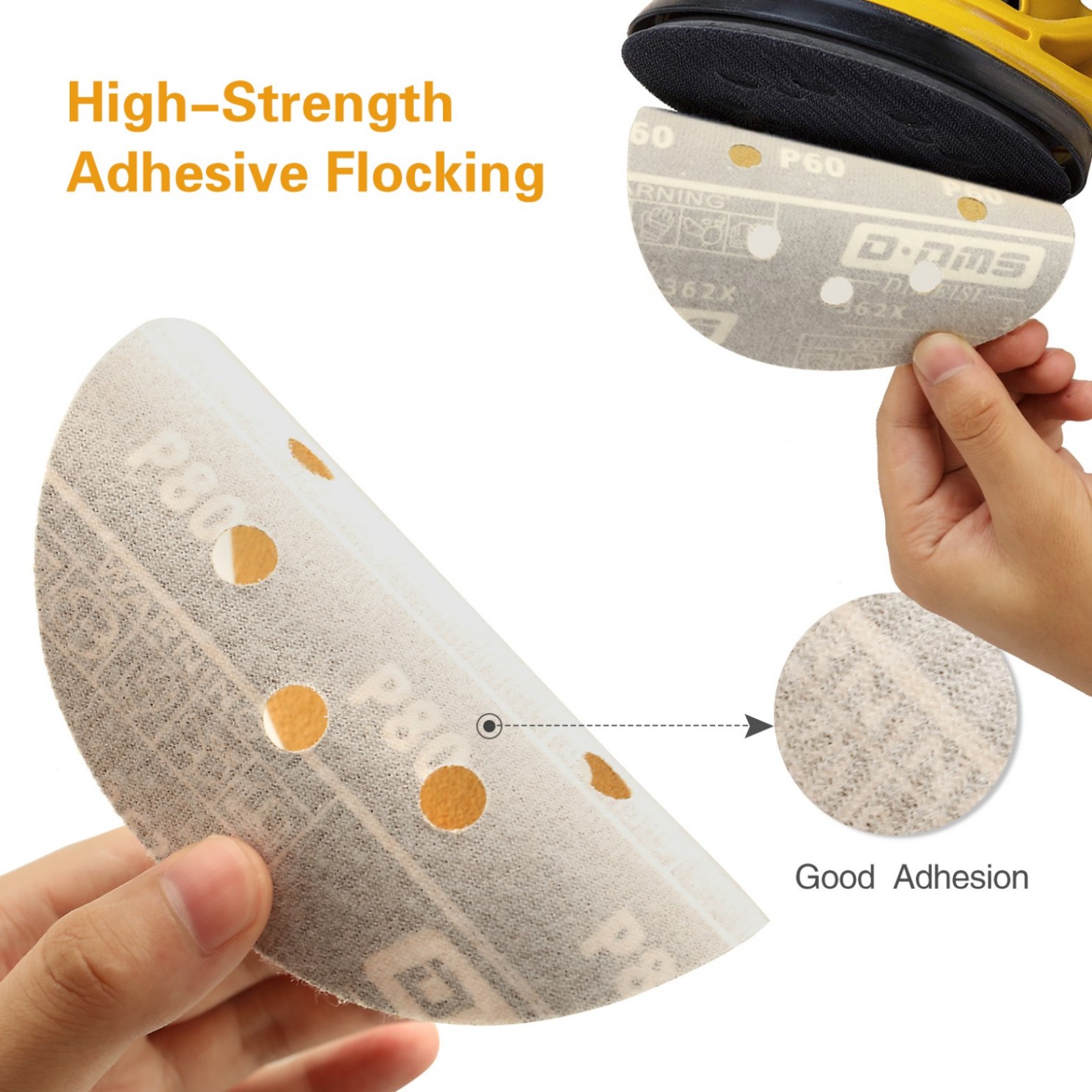 6 stick on sanding discs