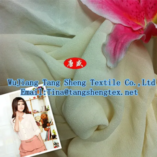 100%Recycled polyester chiffon fabric plain dyed for dress/wedding clothes