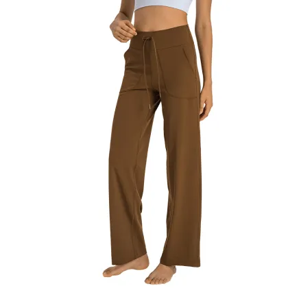 Comfy Lulu Buttery Soft Wide Leg Yoga Pants with Elastic Waist and Side Pockets