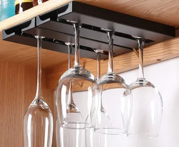 Under Cabinet Plastic Red Wine Goblet Glass Rack - Stemware Storage Holder