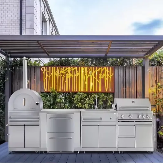 304 Stainless Steel Outdoor Kitchen Set with Gas Grill and Full Cabinets