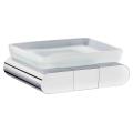 Generous square soap holder with frosted glass dish