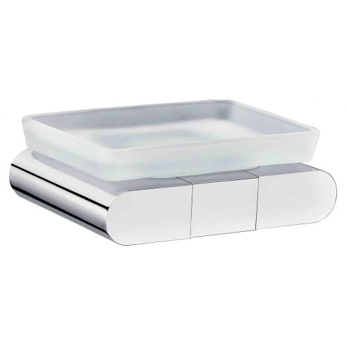 Generous square soap holder with frosted glass dish