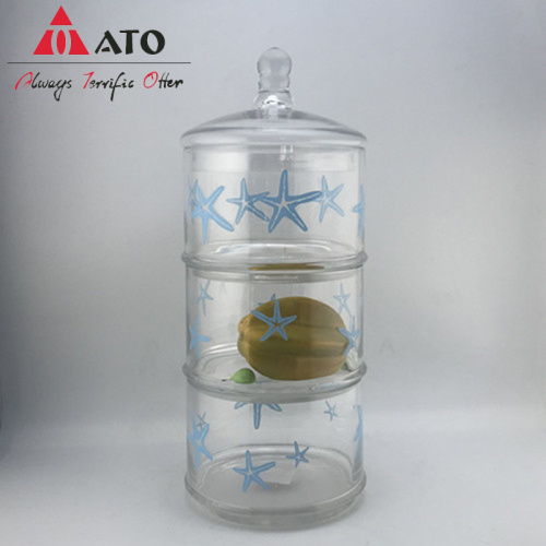 3 Layers candy jar with Sea star decal
